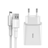 Мережевий зарядний пристрій Baseus Speed Dual Mini U Travel Charger 10.5 W Charging Sets Cable USB (White)