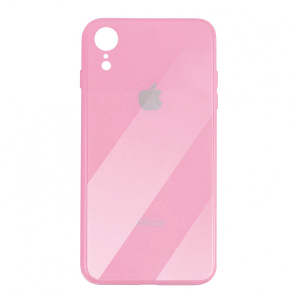 Чохол накладка iPhone Xr Glass Plastic Case Logo (pink)