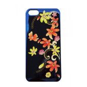 Чехол Накладка для iPhone 5/5S LAVAS SWAROVSKI Flowers (синий) (пластик)