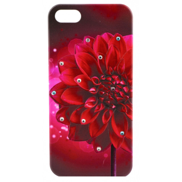 Чехол Накладка для iPhone  5/5S LAVAS SWAROVSKI Fower (Бордовый) (Пластик)
