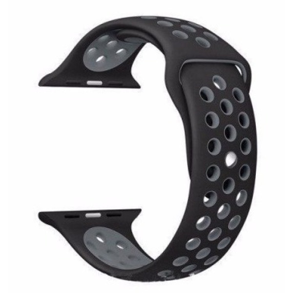Ремешок-браслет для Apple Watch 42mm Silicone Nike Sport Band (Black-Grey) - фото Ремешок-браслет для Apple Watch 42mm Silicone Nike Sport Band (Black-Grey)