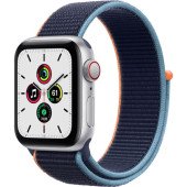 Apple Watch SE GPS + Cellular 40mm Silver Aluminum Case with Deep Navy Sport L. (MYE92, MYEG2)