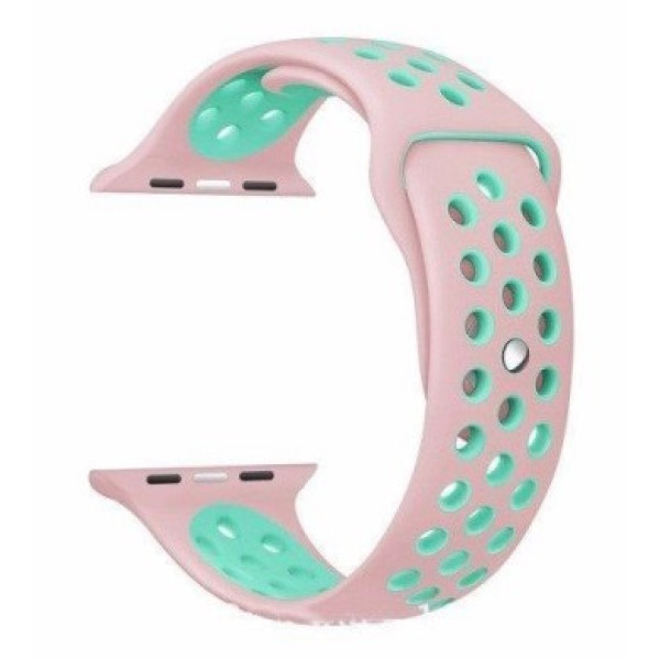Ремешок-браслет для Apple Watch 42mm Silicone Nike Sport Band (Rose-Sea Blue) - фото Ремешок-браслет для Apple Watch 42mm Silicone Nike Sport Band (Rose-Sea Blue)