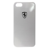 Чехол Накладка для iPhone 5/5S FERRARI Scuderia (белый) (пластик)
