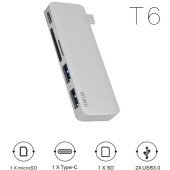 Перехідник WiWU HUB Type-C 5-in-1 T6 (Silver)