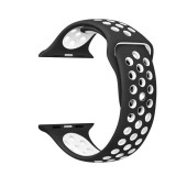 Ремешок-браслет для Apple Watch 42mm Silicone Nike Sport Band (Black-White)