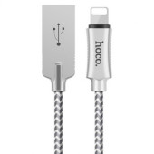 Кабель Lightning Hoco U10 Zinc Alloy Reflective Knitted Lightning Cable (Silver)