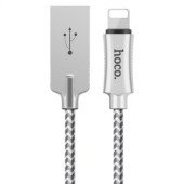 Кабель Lightning Hoco U10 Zinc Alloy Reflective Knitted Lightning Cable (Silver)