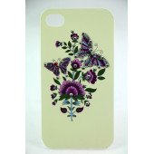 Чехол Накладка для iPhone 4/4S LAVAS SWAROVSKI Butterfly (Белый) (Пластик)