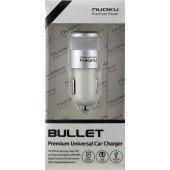 Автомобільне З/У NUOKU BULLET 2*USB(A 2.1) для iPhone/iPod/iPad (Білий)