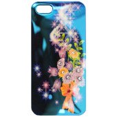 Чехол Накладка для iPhone 5/5S LAVAS SWAROVSKI Flowers R(Берюзовый) (пластик)