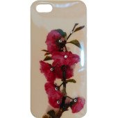 Чехол Накладка для iPhone 5/5S LAVAS SWAROVSKI Flowers (Бежевый) (пластик)