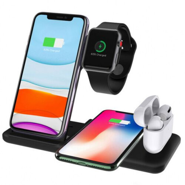 Беспроводное зарядное устройство Smart 4in1 Fast 15W (black) - фото Беспроводное зарядное устройство Smart 4in1 Fast 15W (black)