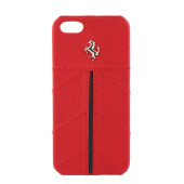 Чехол Накладка для iPhone 5/5S FERRARI California CG (красный) (кожа)