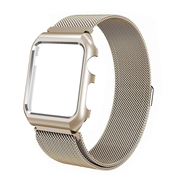 Ремінець-браслет для Apple Watch 38mm Milanese Loop Band + Metal Case (Light Gold)