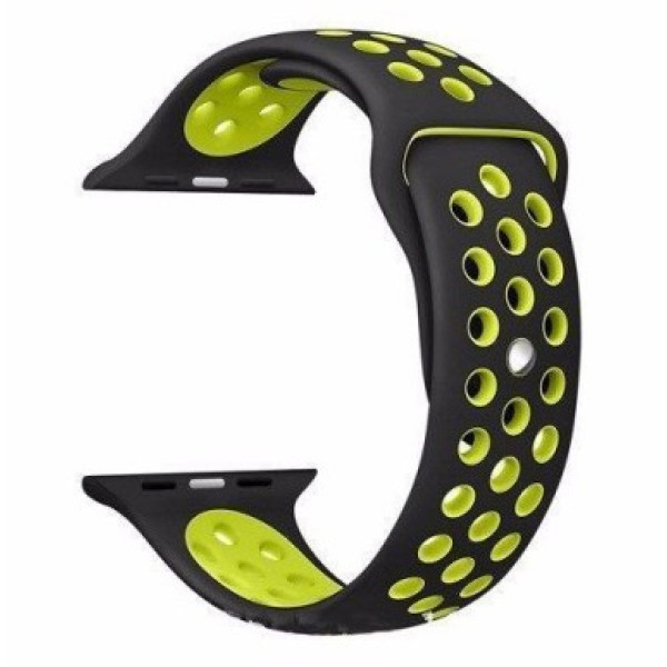 Ремінець-браслет для Apple Watch 42mm Silicone Nike Sport Band (Black-Green) - фото Ремінець-браслет для Apple Watch 42mm Silicone Nike Sport Band (Black-Green)