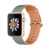 Apple Watch Sport 42mm Gold Aluminum Case with Gold/Royal Blue Woven Nylon (MMFQ2)