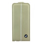 Чехол Флип для iPhone 5/5S BMW (бежевый) (кожа)