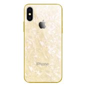 Чехол накладка iPhone Xs Max Glass Marble Case (gold)