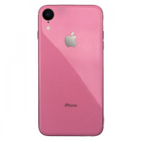 Чехол накладка iPhone Xr  Glass Silicone Case Logo (rose)
