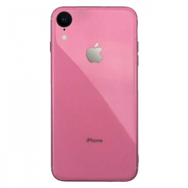 Чехол накладка iPhone Xr  Glass Silicone Case Logo (rose)