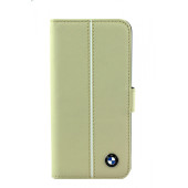 Чехол Книжка для iPhone 5/5S BMW (бежевый) (кожа)