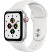Apple Watch SE GPS + Cellular 40mm Silver Aluminum Case with White Sport B. (MYE82, MYEF2)