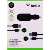 Автомобільний зарядний пристрій BELKIN 4*USB(2.4 A) + lightning для iPhone/iPod/iPad (Чорний)