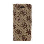 Чехол Книжка для iPhone 5/5S GUESS (коричневый) (прессованая кожа)