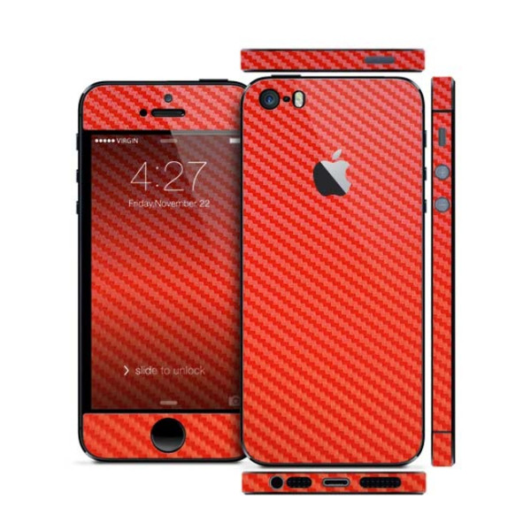 Защитная Пленка для iPhone 5/5S SLIMSKIN (360) (Красный) (Carbon)
