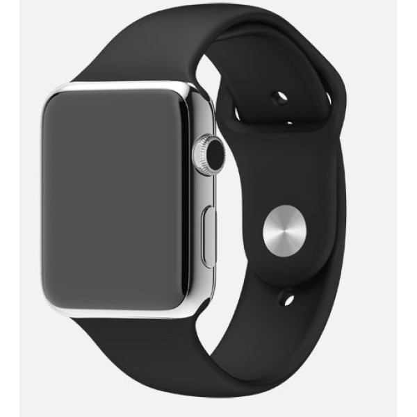 Apple Watch 42mm Stainless Steel Case with Black Sport Band (MJ3U2)