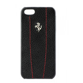 Чехол Накладка для iPhone 5/5S FERRARI Modena (черный) (кожа)