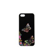 Чехол Накладка для iPhone 5/5S CONNEX SWAROVSKI Colored Butterfly  (черный) (пластик)