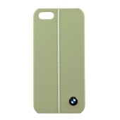 Чехол Накладка для iPhone 5/5S BMW (бежевый) (кожа)