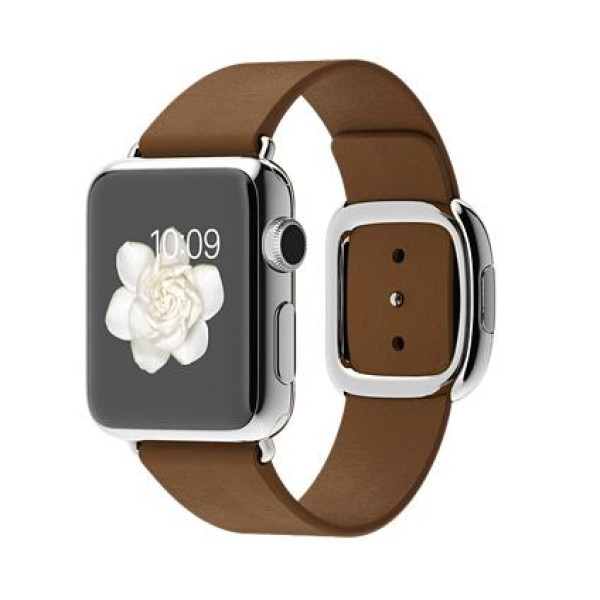 Apple Watch 38mm Stailnless Steel Case with Brown Modern Buckle (MJ3D2)