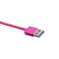 Кабель Apple Lightning (USB 2.5 m) (Тканина) (Рожевий)