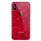 Чехол накладка iPhone Xs Max Glass Marble Case (red)