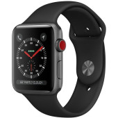 Apple Watch Series 3 GPS + Cellular 38mm Space Gray Aluminum w. Black Sport B. (MQJP2)