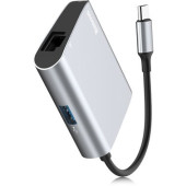 Перехідник Baseus Enjoyment series Type-C to RJ45+USB 3,0 HUB Adapter (gray) BOG