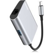 Переходник Baseus Enjoyment series Type-C to RJ45+USB 3,0 HUB Adapter (gray) BOG