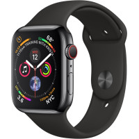 Apple Watch Series 4 GPS + LTE 44mm Black Steel w. Black Sport b. Black Steel (MTV52)