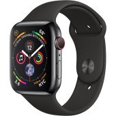 Apple Watch Series 4 GPS + LTE 44mm Black Steel w. Black Sport b. Black Steel (MTV52)