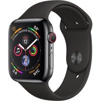 Apple Watch Series 4 GPS + LTE 44mm Black Steel w. Black Sport b. Black Steel (MTV52)