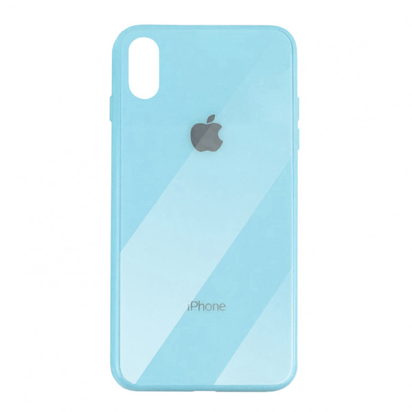 Чехол накладка iPhone Xs Max Glass Plastic Case Logo (blue)