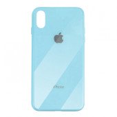 Чехол накладка iPhone Xs Max Glass Plastic Case Logo (blue)