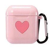 Чохол для AirPods Silicone Case Heart з карабіном (pink)