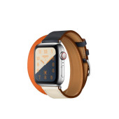Apple Watch Hermès GPS + Cellular, 40mm Stainless Steel Case with Indigo/Craie/Orange Swift Leather Double Tour (MU7L2)