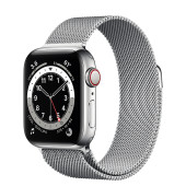 Apple Watch Series 6 GPS + Cellular 40mm Silver Stainless Steel Case with Silver Milanese Loop (M02V3, M06U3)