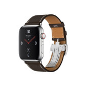 Apple Watch Hermes Series 4 GPS + LTE 44mm Steel Case w. Ebene Barenia Leather Tour Buckle (MU6U2)