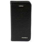Чохол Книжка для iPhone 5/5S NUOKU LUXE (Чорний) (Прессованая шкіра)